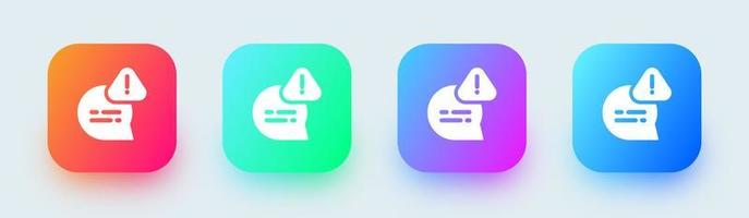 error sólido icono en cuadrado degradado colores. alerta señales vector ilustración.