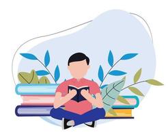 man reading a book. read a book. reading book concept. world book day vector