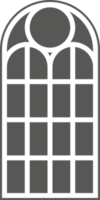 Gothic window. Vintage stained glass church frame. Element of traditional European architecture png