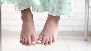 5 year old child girl feet close up video