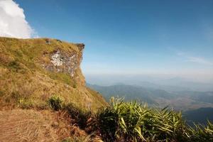 Beautiful landscape valley of mountain and blue sky in winter at Phu Chee Fah hill northern of Thailand photo