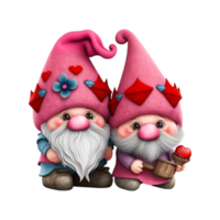 Cute Valentine S Day Gnomes Pink Hat Couple Holding Love Heart png