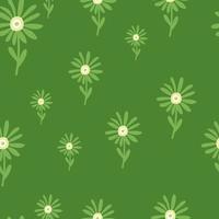 Decorative simple chamomile flower seamless pattern. Simple floral endless background. vector