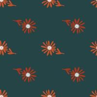 Decorative simple chamomile flower seamless pattern. Simple floral endless background. vector