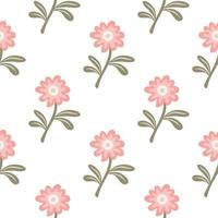 Cute flower seamless pattern in simple style. Hand drawn floral endless background. vector