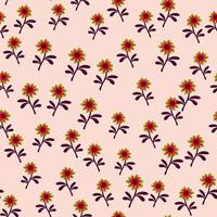 Cute flower seamless pattern in simple style. Hand drawn floral endless background. vector