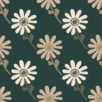 Naive flower seamless pattern. Cute floral endless background. vector