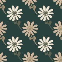 Naive flower seamless pattern. Cute floral endless background. vector