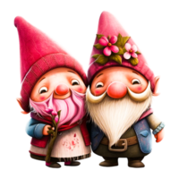 valentines journée gnome rose chapeau couple blanc transparent png