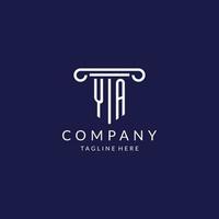 YA logo monogram with pillar shape designs vector