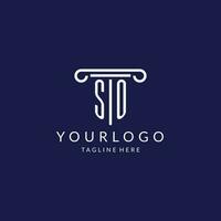 SO logo monogram with pillar shape designs vector