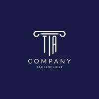 TA logo monogram with pillar shape designs vector
