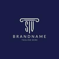 SV logo monogram with pillar shape designs vector