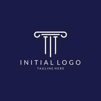 TT logo monogram with pillar shape designs vector