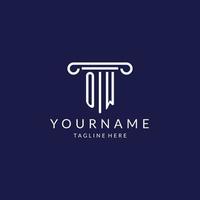OW logo monogram with pillar shape designs vector