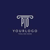 PO logo monogram with pillar shape designs vector