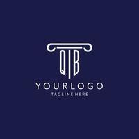 QB logo monogram with pillar shape designs vector