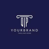 QP logo monogram with pillar shape designs vector