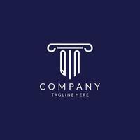 QN logo monogram with pillar shape designs vector