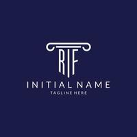 RF logo monogram with pillar shape designs vector