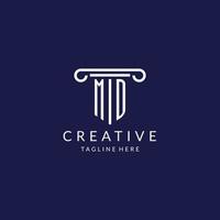 MD logo monogram with pillar shape designs vector