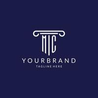 MC logo monogram with pillar shape designs vector