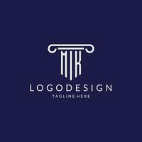 MK logo monogram with pillar shape designs vector