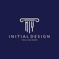 MY logo monogram with pillar shape designs vector