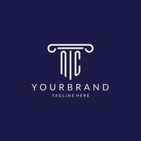 NC logo monogram with pillar shape designs vector