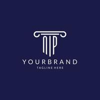 NP logo monogram with pillar shape designs vector