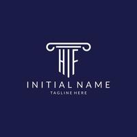 HF logo monogram with pillar shape designs vector