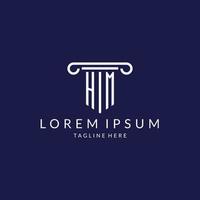 HM logo monogram with pillar shape designs vector