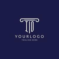 IO logo monogram with pillar shape designs vector