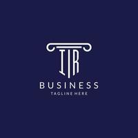 IR logo monogram with pillar shape designs vector