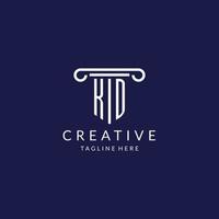 KD logo monogram with pillar shape designs vector