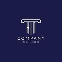 KN logo monogram with pillar shape designs vector