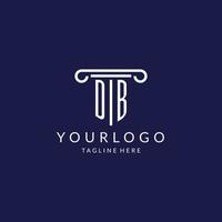 DB logo monogram with pillar shape designs vector