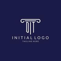 DT logo monogram with pillar shape designs vector