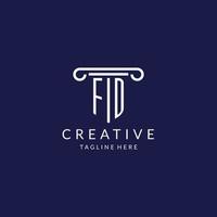 FD logo monogram with pillar shape designs vector