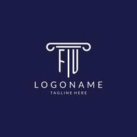 FU logo monogram with pillar shape designs vector