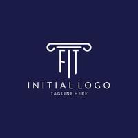 FT logo monogram with pillar shape designs vector