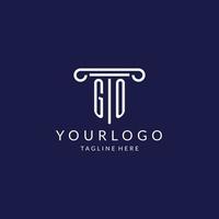 GO logo monogram with pillar shape designs vector