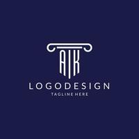 AK logo monogram with pillar shape designs vector