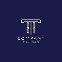 BA logo monogram with pillar shape designs vector