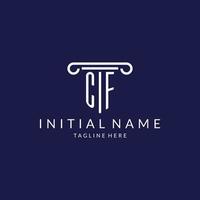 CF logo monogram with pillar shape designs vector