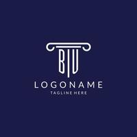 BU logo monogram with pillar shape designs vector