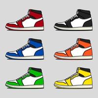 Sneakers set vector illustration with different colors