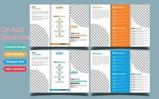 Plantilla de folleto comercial en diseño tríptico. Folleto de diseño corporativo con imagen reemplazable. vector