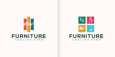Furniture logo design collection with creative concept vector