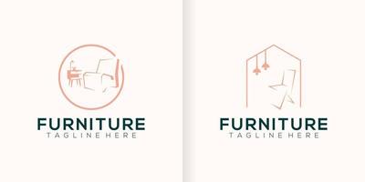 Interior room, furniture gallery logo design vector